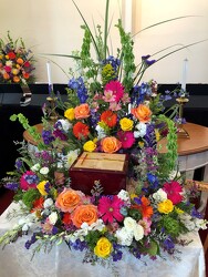Garden Cremation Box Arrangement from Martinsville Florist, flower shop in Martinsville, NJ