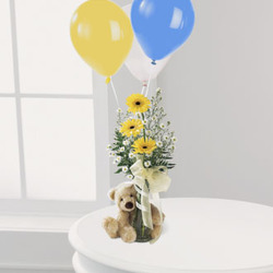 Gerbera, Teddy & Balloons from Martinsville Florist, flower shop in Martinsville, NJ