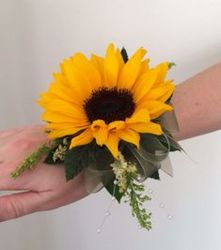 Sunflower Wristlet from Martinsville Florist, flower shop in Martinsville, NJ