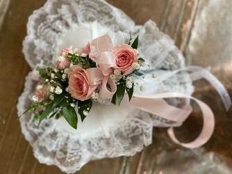 Inlay Satin & Lace Heart Pillow from Martinsville Florist, flower shop in Martinsville, NJ