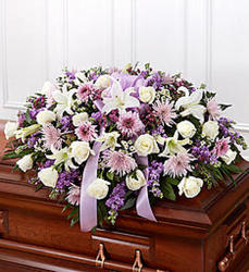 Lavender Half Casket Cover from Martinsville Florist, flower shop in Martinsville, NJ